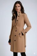 Eleanor Women's Trench Coat – Winter Coat with Tall Collar & Sleek Tailored Fit