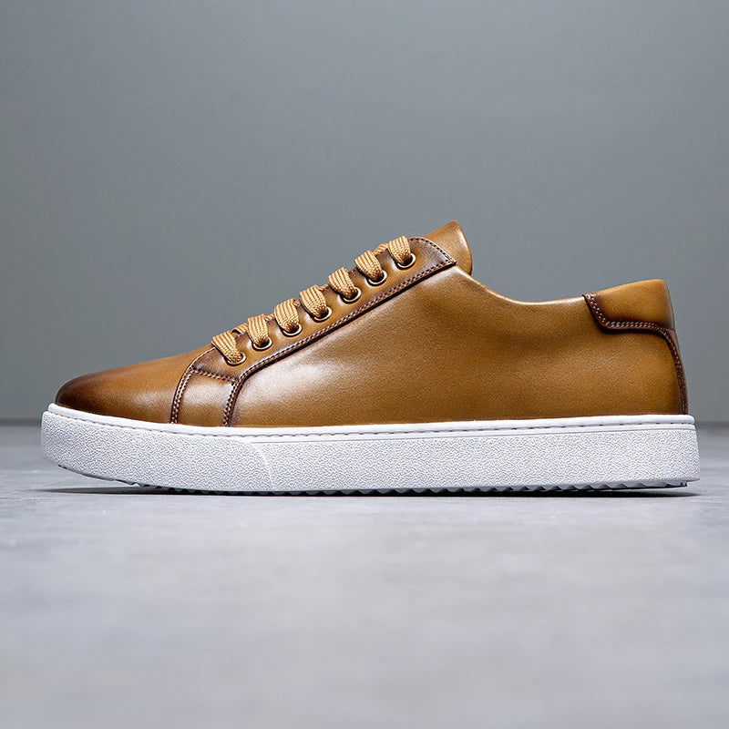 Marco Men's Leather Sneakers – Sleek Genuine Leather Sneakers with a Cushioned Sole and Timeless Design