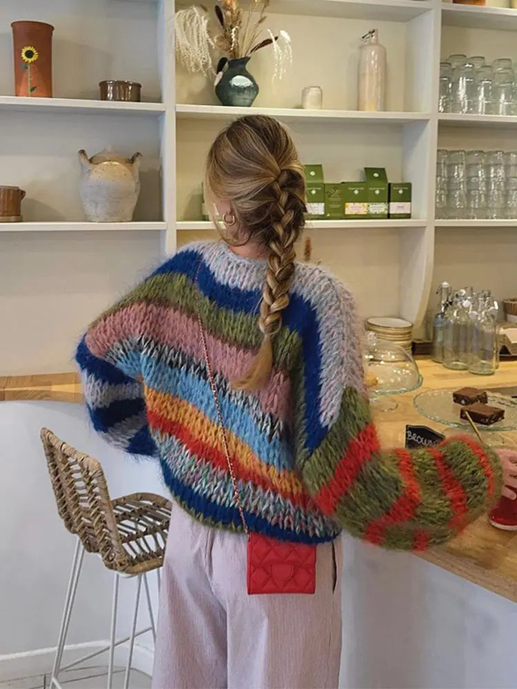 Nina Multicolor Mohair Sweater – Bold Style & Snug Comfort for Women