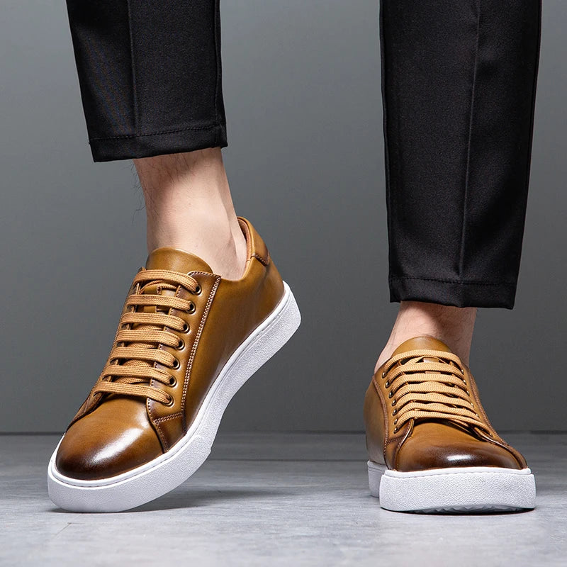 Marco Men's Leather Sneakers – Sleek Genuine Leather Sneakers with a Cushioned Sole and Timeless Design