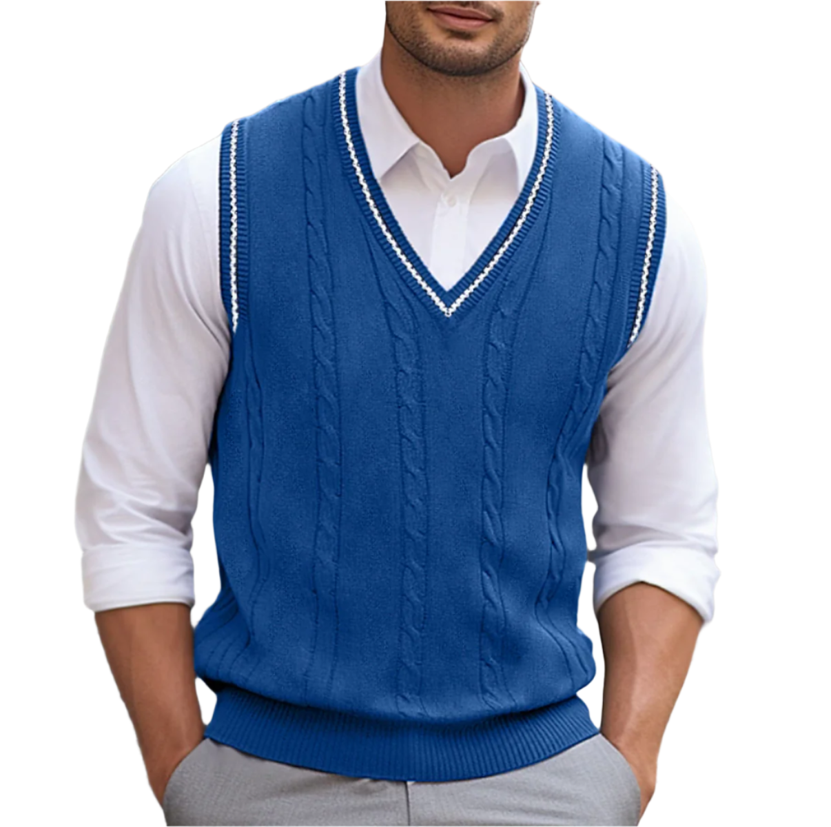 Landon Men's Sweater – Elegant, Comfortable Sleeveless V-Neck, Modern Style