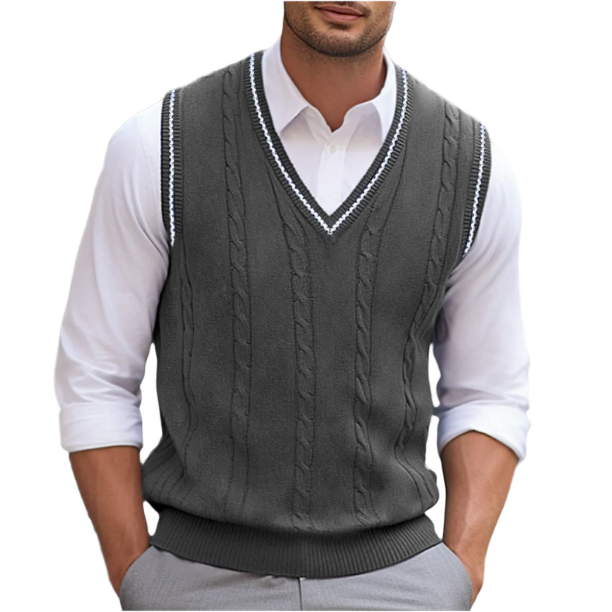 Landon Men's Sweater – Elegant, Comfortable Sleeveless V-Neck, Modern Style