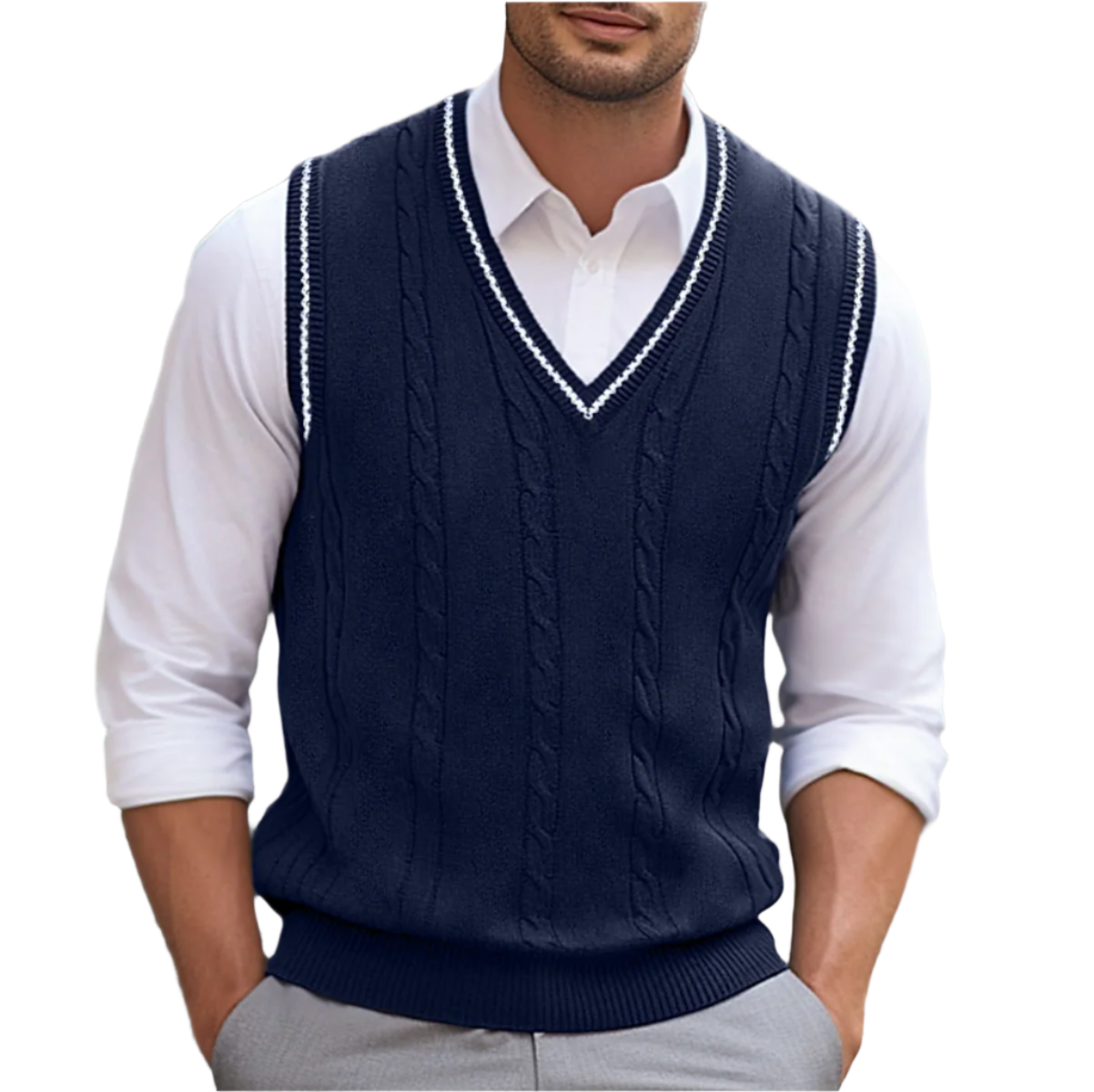 Landon Men's Sweater – Elegant, Comfortable Sleeveless V-Neck, Modern Style