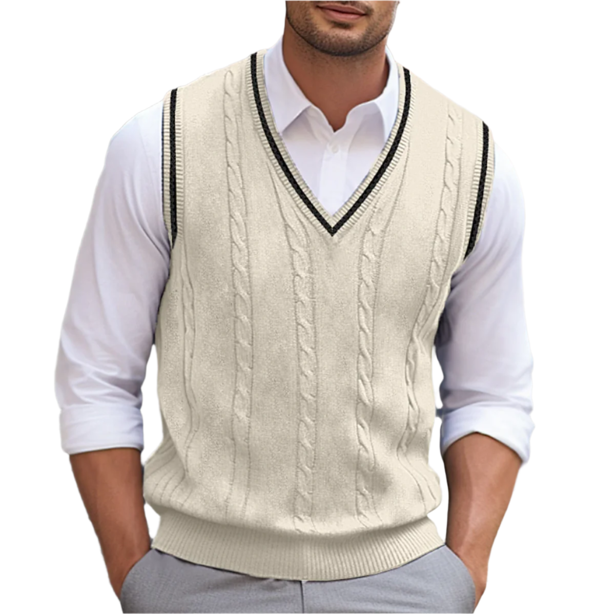 Landon Men's Sweater – Elegant, Comfortable Sleeveless V-Neck, Modern Style