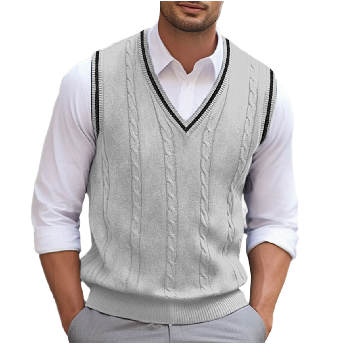 Landon Men's Sweater – Elegant, Comfortable Sleeveless V-Neck, Modern Style