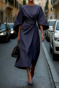 Adeline Women's Elegant Dress – Feminine Design with Lantern Sleeves and Adjustable Fitted Waist