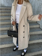 Rosalind Women's Long Coat – Elegant Winter Trench with Belt & Warm Lining