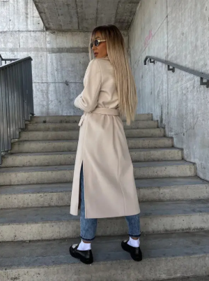 Rosalind Women's Long Coat – Elegant Winter Trench with Belt & Warm Lining