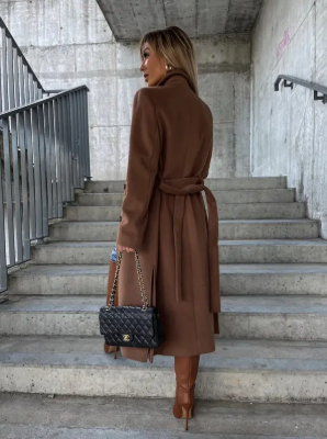 Rosalind Women's Long Coat – Elegant Winter Trench with Belt & Warm Lining