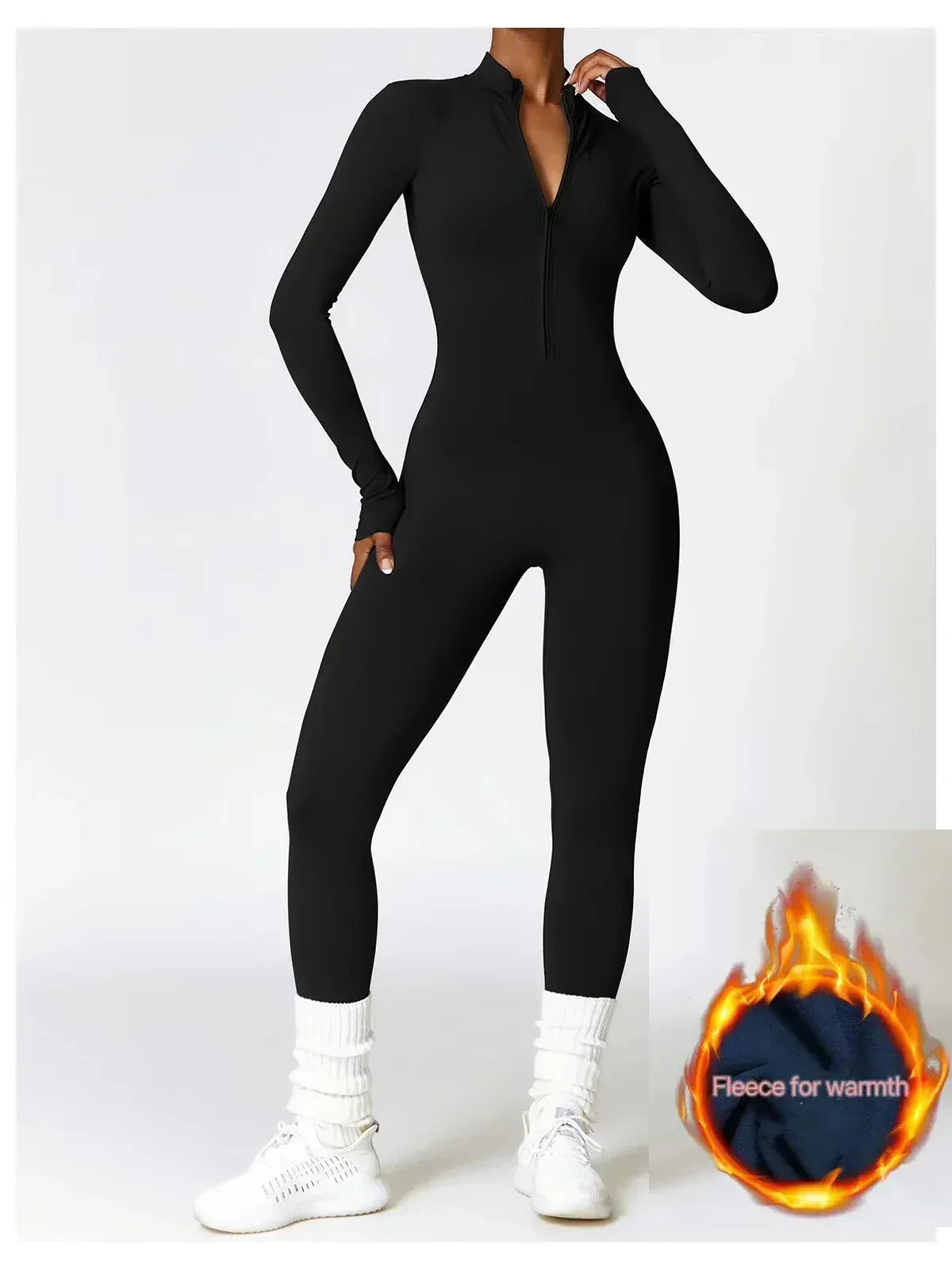 Maren Women's Winter Onesie – Cozy Fleece-Lined Jumpsuit with Stretch Fabric and Adjustable Neckline