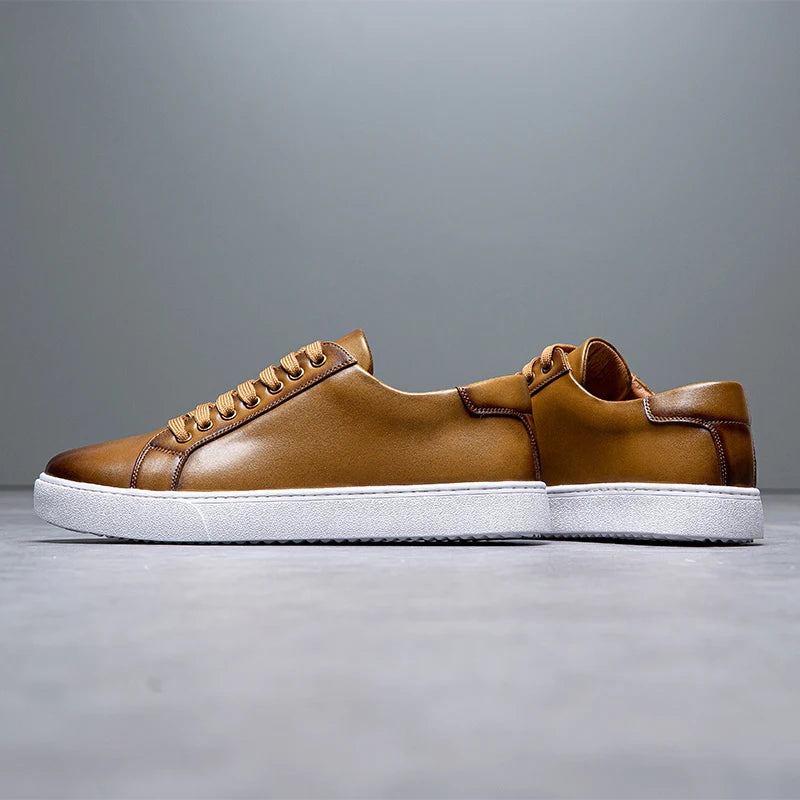 Marco Men's Leather Sneakers – Sleek Genuine Leather Sneakers with a Cushioned Sole and Timeless Design