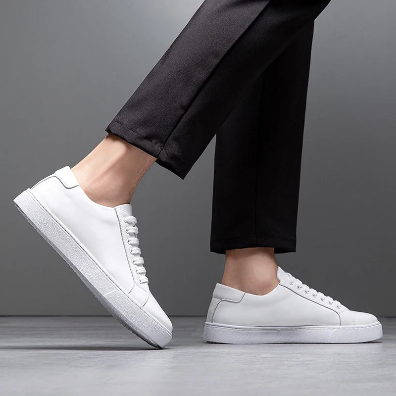 Marco Men's Leather Sneakers – Sleek Genuine Leather Sneakers with a Cushioned Sole and Timeless Design
