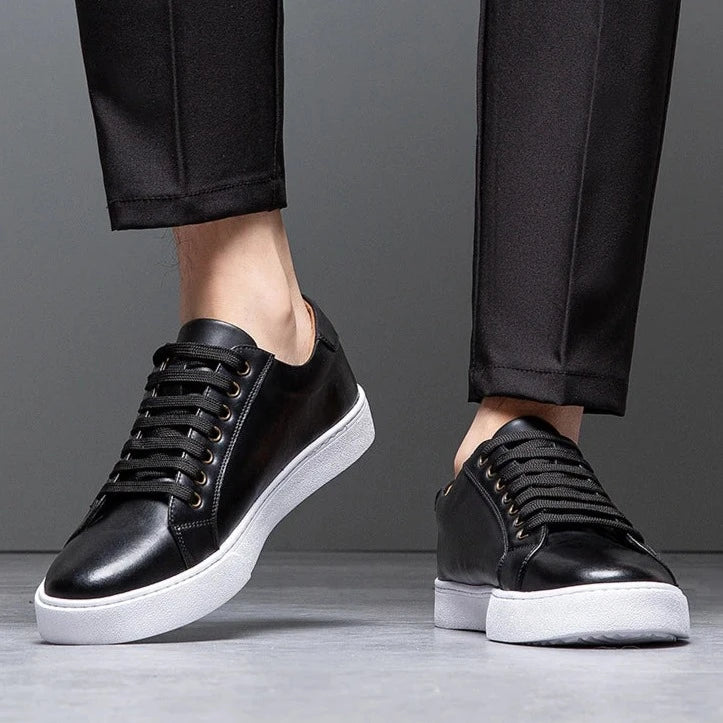 Marco Men's Leather Sneakers – Sleek Genuine Leather Sneakers with a Cushioned Sole and Timeless Design