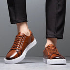 Marco Men's Leather Sneakers – Sleek Genuine Leather Sneakers with a Cushioned Sole and Timeless Design