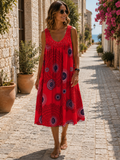 Rosalie Women's Midi Dress – Artistic Print, Flowy Relaxed Fit & Lightweight Design