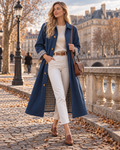 Victoria Women's Trench Coat – Button Front, Classic Collar & Plaid Lining