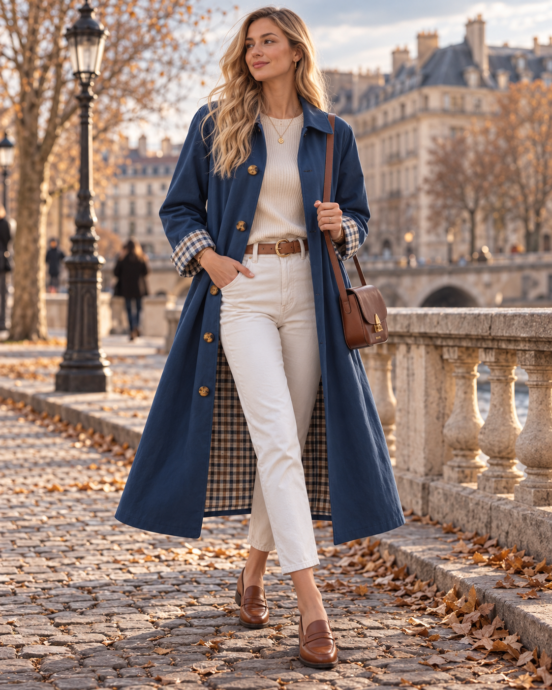 Victoria Women's Trench Coat – Button Front, Classic Collar & Plaid Lining