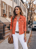 Abigail Women's Denim Jacket – Button Front, Western Style & 4 Pockets
