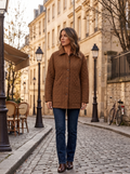 Faith Women's Diamond Quilted Jacket – Button Front, Stand Collar & Pockets