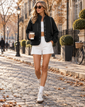 Andrea Women's Fleece Teddy Jacket – Button Front, Zip Pockets & Elastic Cuffs