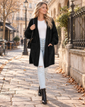Tiffany Women's Long Knit Cardigan – Lantern Sleeves, Side Splits & Pockets