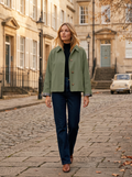 Patricia Women's Cropped Trench Jacket – Lapel Collar, Plaid Lining & Side Pockets