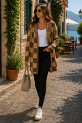 Arielle Women's Colourblock Hooded Cardigan – Open Front, Long Sleeves & Relaxed Fit