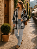 Sadie Women's Plaid Shacket – Oversized Fit, Button Front & Chest Pocket
