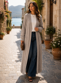 Bethany Women's Long Knitted Cardigan – Soft Textured Knit & Open-Front Design