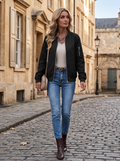 Sabina Women's Lightweight Bomber Jacket – Zip Front, Long Sleeves & Pockets