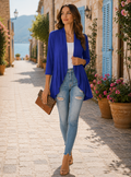 Phoebe Women's Cardigan – Lightweight Open Front, 3/4 Sleeves & Ruffle Trim