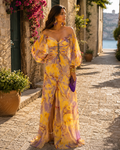 Camille Women's Floral Maxi Dress – Deep V-Neck, Side Slit & Flowy Fit