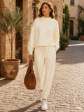 Hazel Women's Knit Lounge Set – Sweater, High-Waist Trousers & Soft Knit