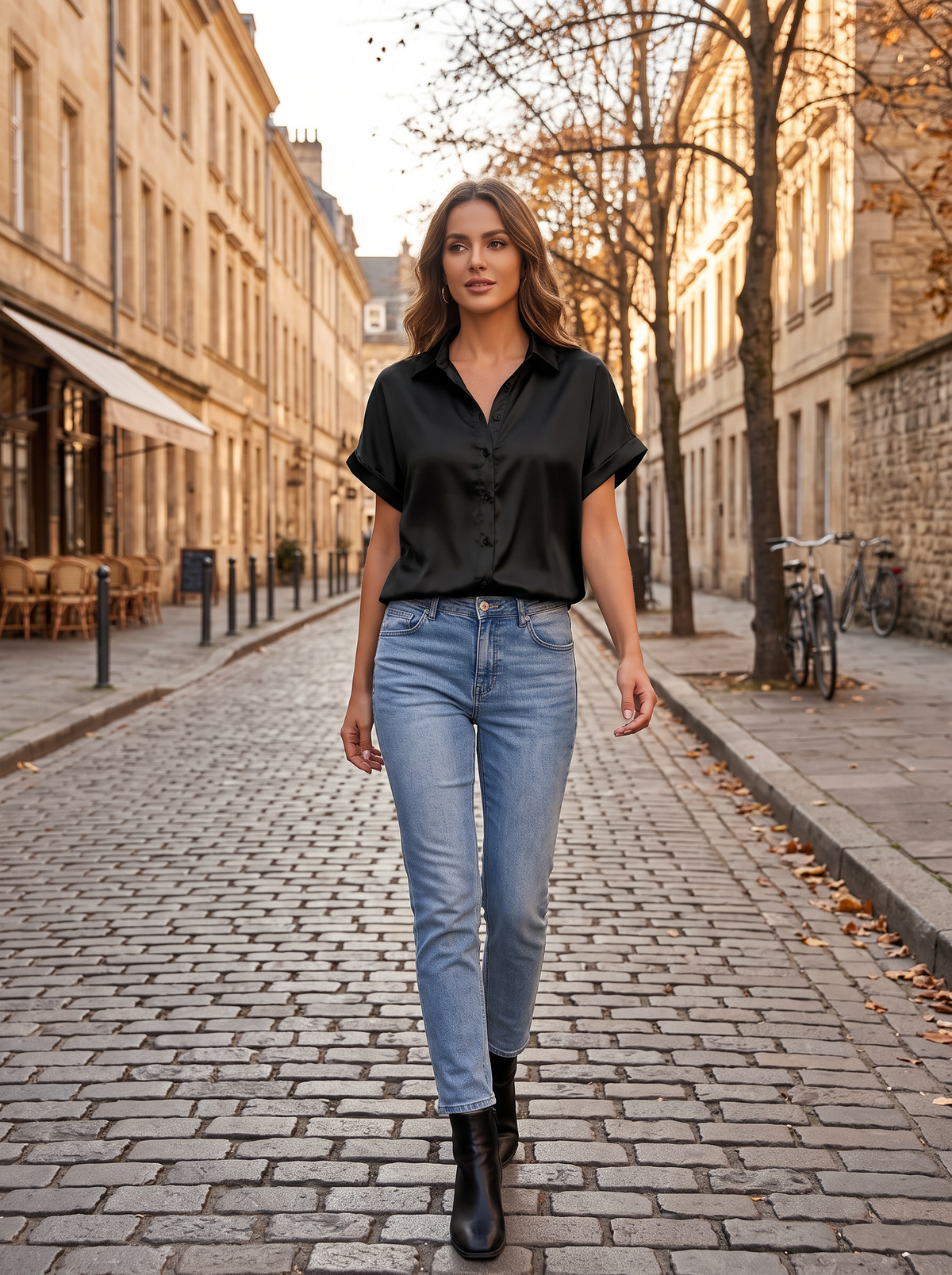 Mallory Women's Satin Shirt – Tailored Fit, Button Front & Lightweight Sheen