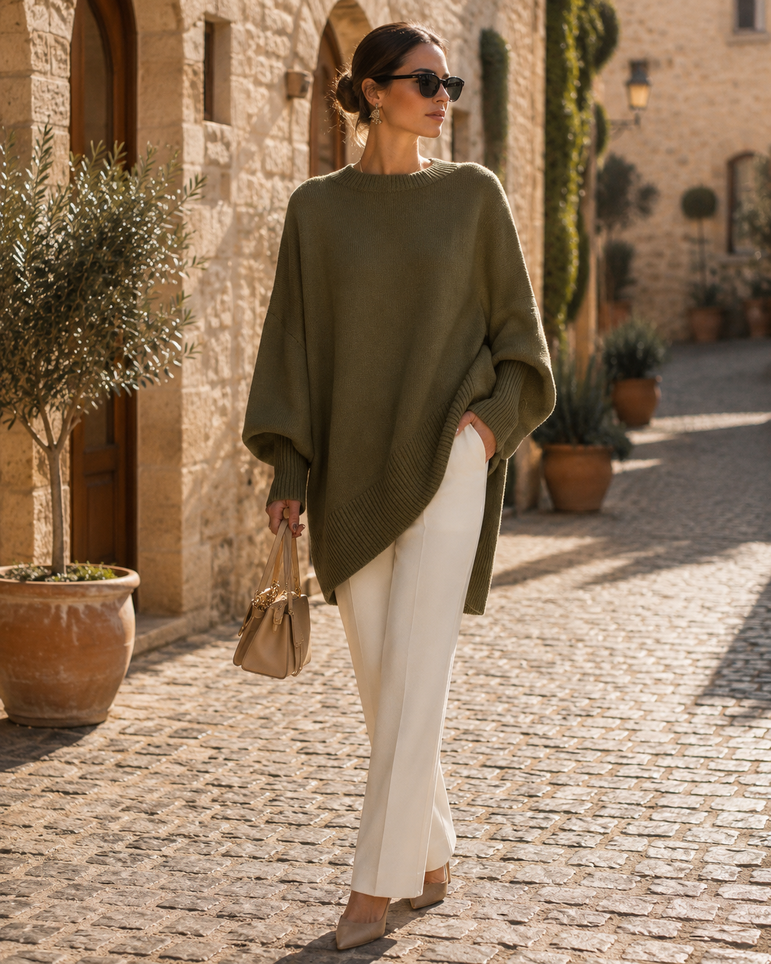 Naomi Women's Batwing Knit Top – Irregular Hem, Relaxed Fit & Soft Knit