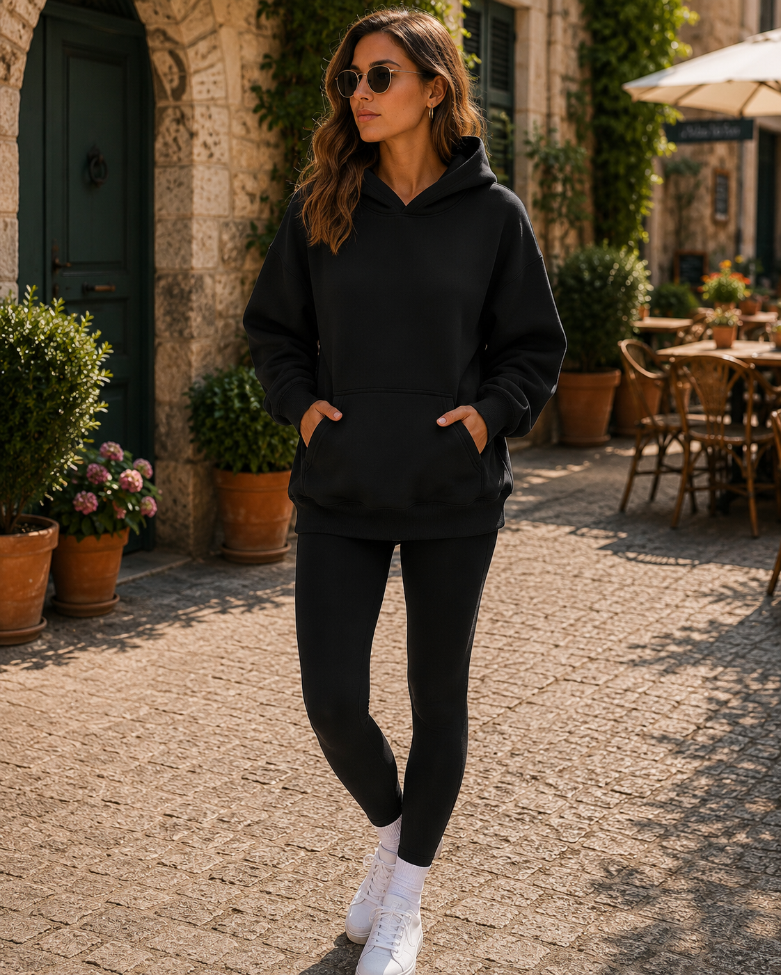 Jasmine Women's Fleece Hoodie – Oversized Fit, Kangaroo Pocket & Drop Shoulders