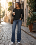 Sophie Women's Batwing Tunic Top – Long Sleeves, Round Neck & Curved Hem
