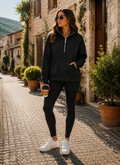 Maya Women's Fleece Sweater– Drop Shoulders, Kangaroo Pocket & Thumbhole Sleeves