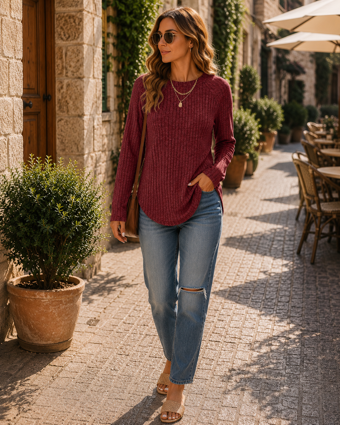 Alice Women's Tunic Top – High-Low Hem, Side Slits & Relaxed Fit