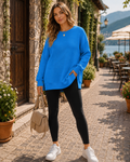 Delilah Women's Waffle Knit Sweatshirt – Crew Neck, Side Slits & Oversized Fit