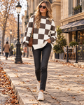 Kimberly Women's Oversized Tunic Sweater – Exposed Seams, Side Splits & Crew Neck