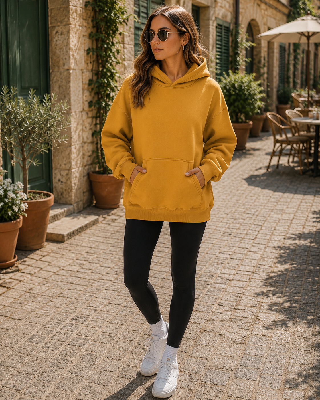 Jasmine Women's Fleece Hoodie – Oversized Fit, Kangaroo Pocket & Drop Shoulders