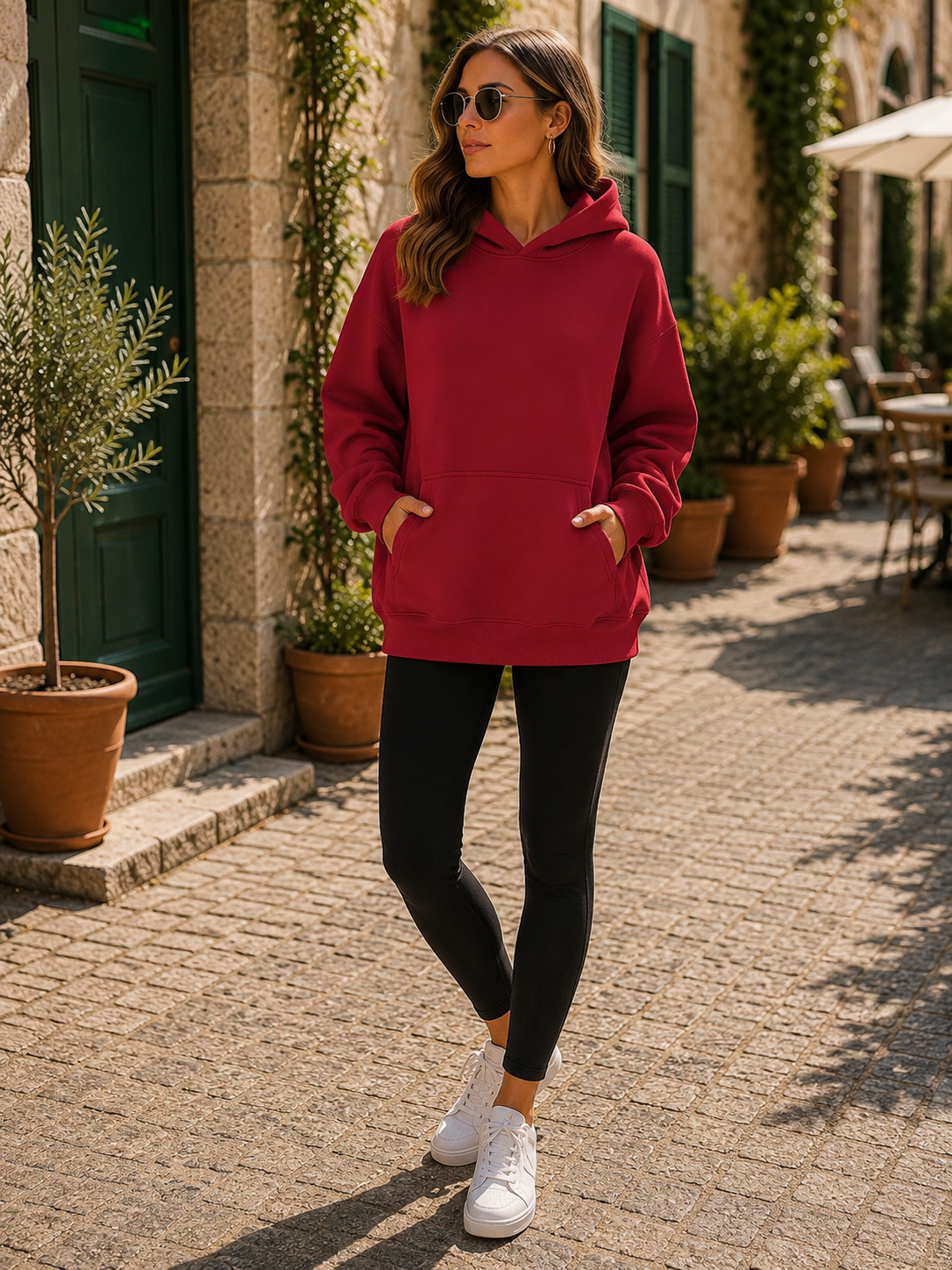 Jasmine Women's Fleece Hoodie – Oversized Fit, Kangaroo Pocket & Drop Shoulders