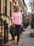 Genevieve Women's Crew Neck Sweater – Long Sleeves, Ribbed Cuffs & Hem