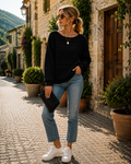 Vanessa Women's Batwing Sweater – Crew Neck, Long Sleeves & Relaxed Fit