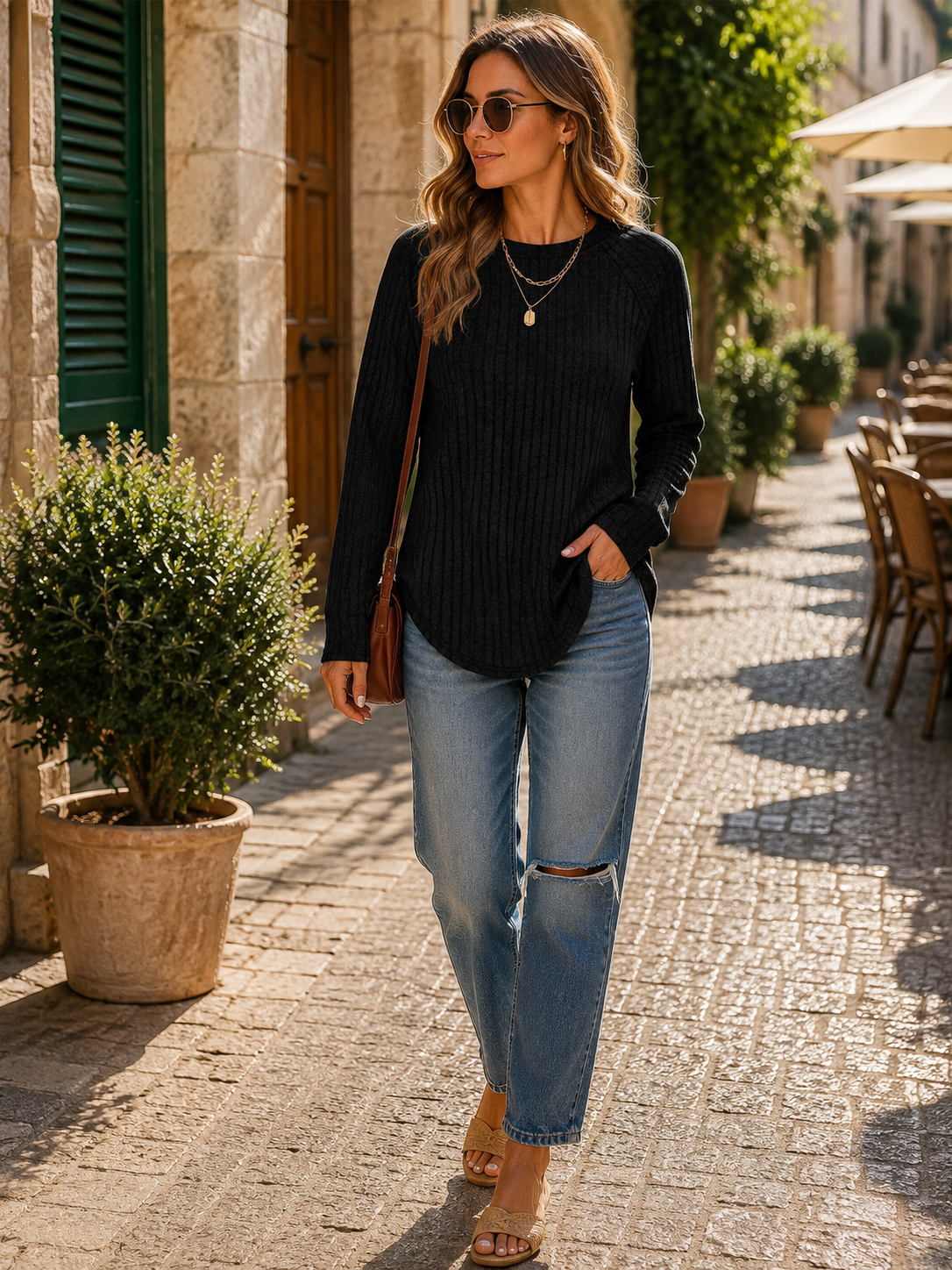 Alice Women's Tunic Top – High-Low Hem, Side Slits & Relaxed Fit