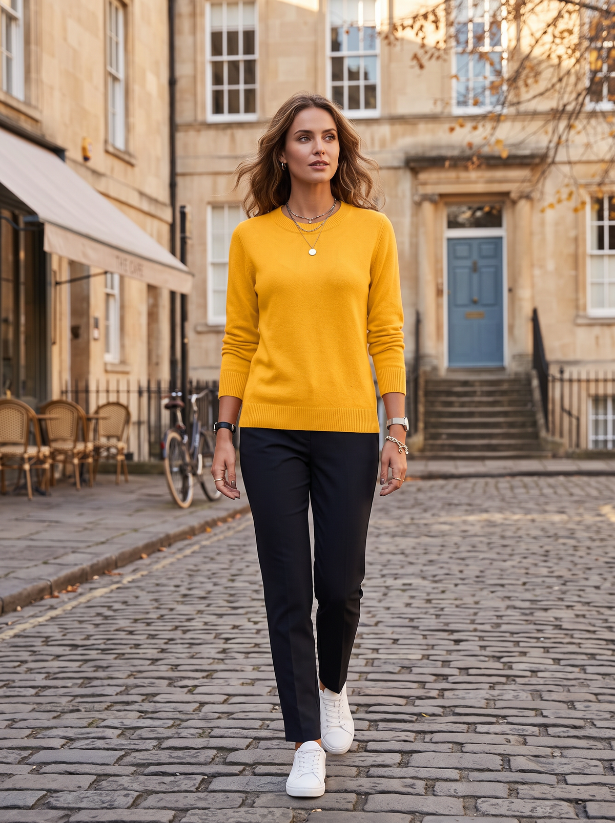 Genevieve Women's Crew Neck Sweater – Long Sleeves, Ribbed Cuffs & Hem