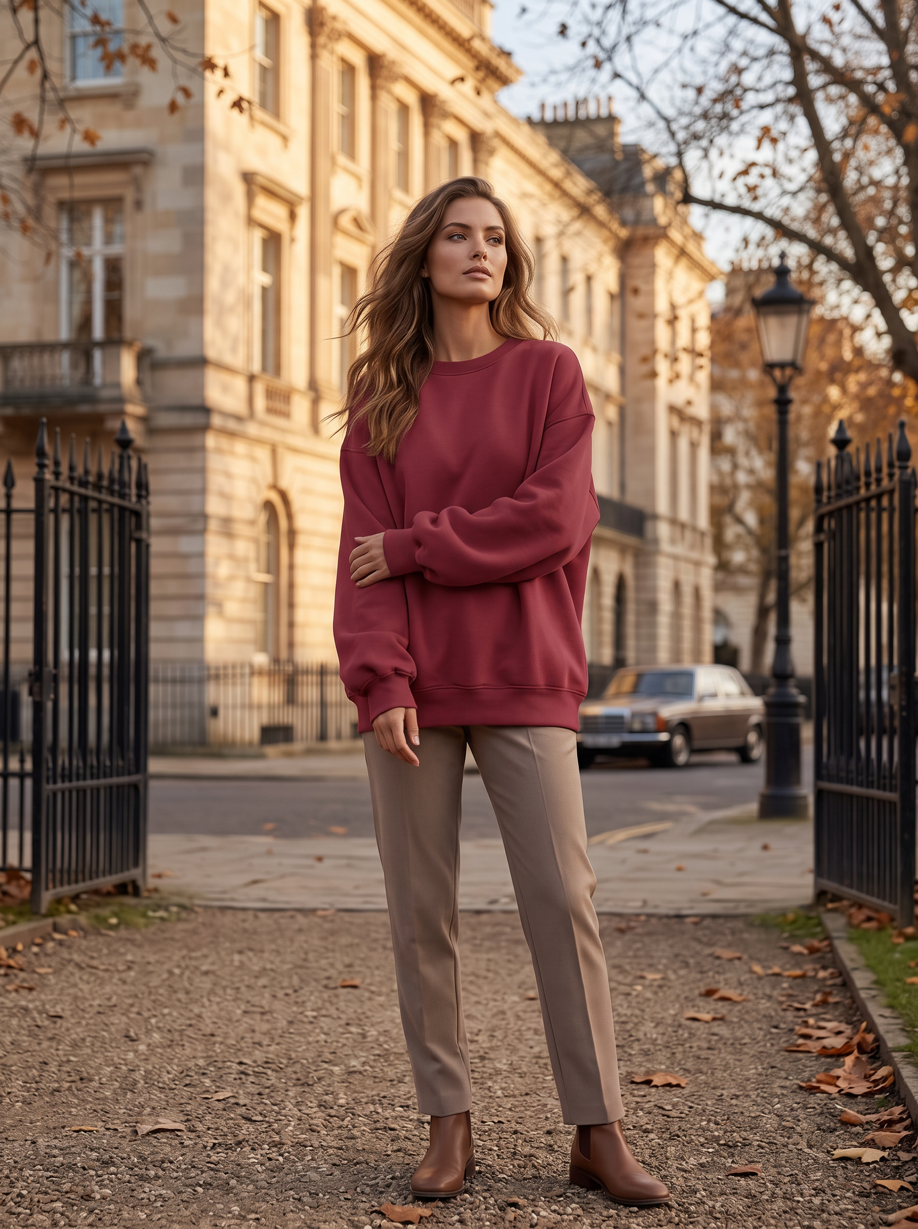 Brooke Women's Oversized Fleece Sweatshirt – Crew Neck, Drop Shoulders & Long Sleeves
