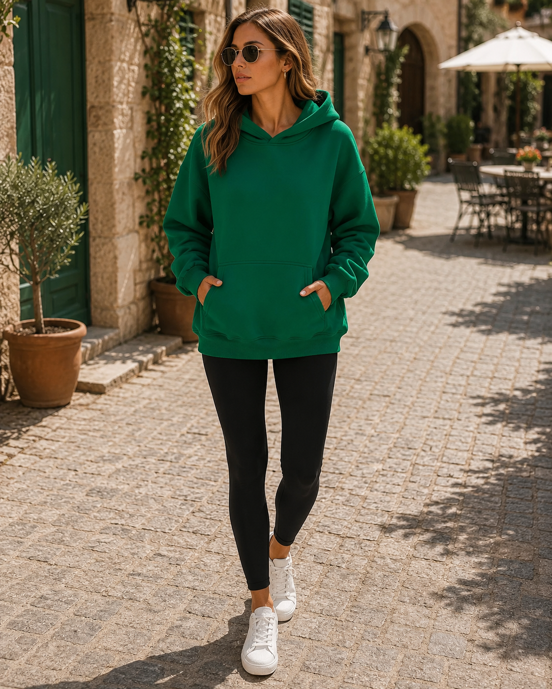 Jasmine Women's Fleece Hoodie – Oversized Fit, Kangaroo Pocket & Drop Shoulders