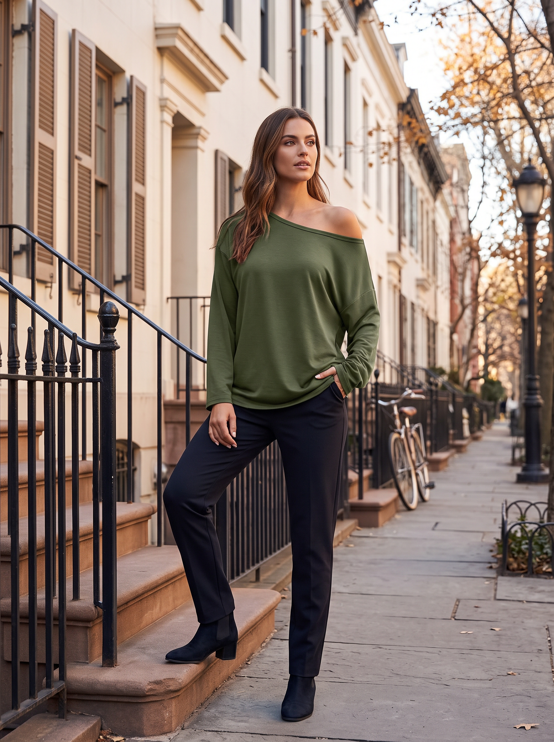 Sienna Women's Asymmetric Neck Top – One-Shoulder Style, Stretch Fabric & Oversized Fit
